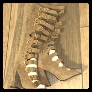 Open toe strap heels